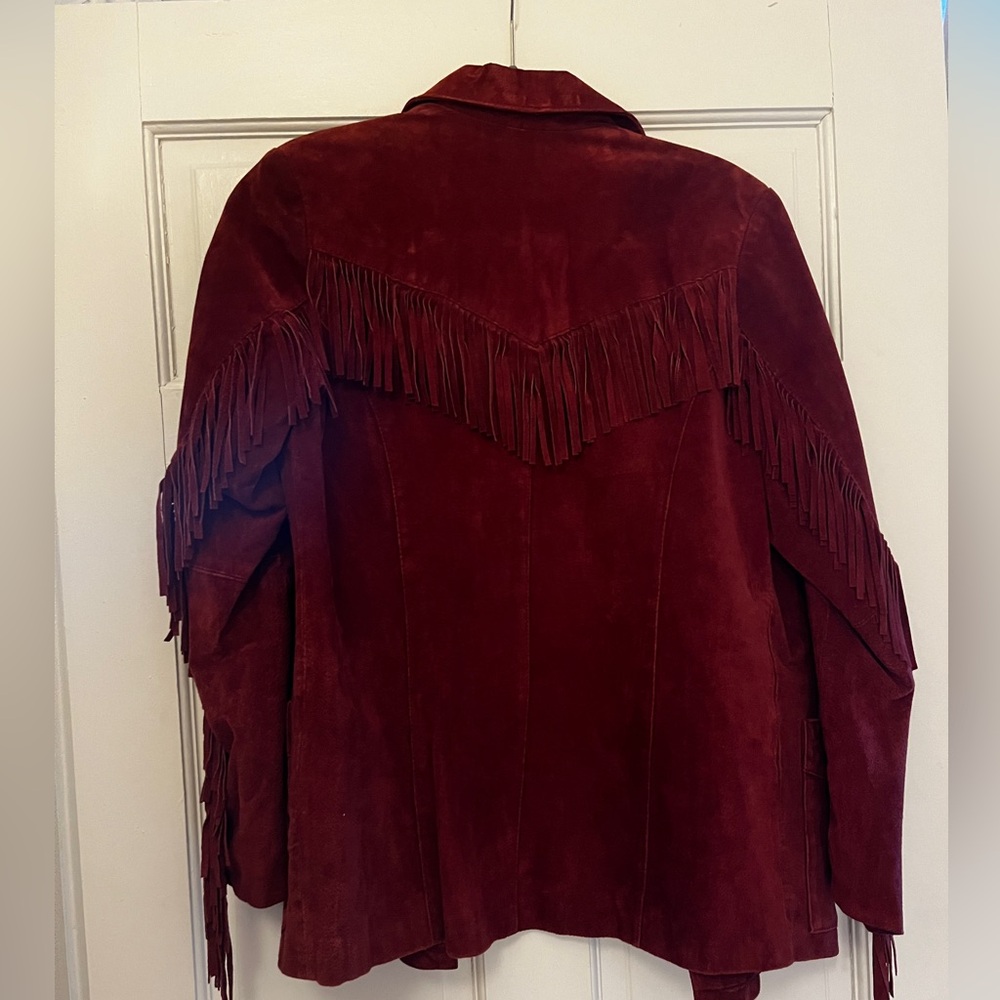Vintage red leather/suede fringe jacket - Denim&co